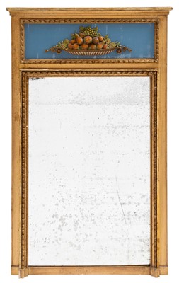 Lot 225 - Continental Neoclassical Style Giltwood, Composition and Eglomise Trumeau Mirror