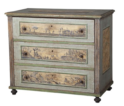 Lot 232 - Continental Painted Pine Chest of Drawers