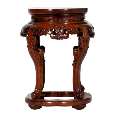Lot 581 - A Chinese Burl-Inset Hardwood Incense Stand