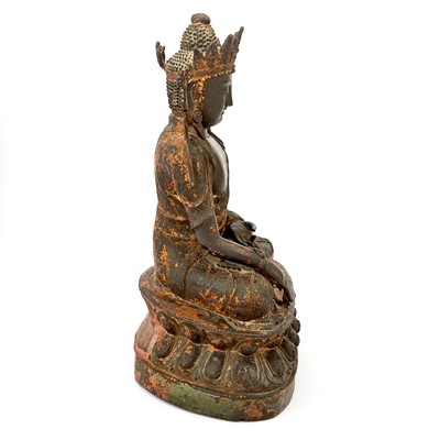 Lot 71 - A Large Chinese Parcel Gilt Lacquered Bronze Figure of Amitabha
