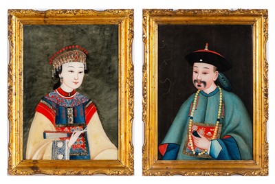 Lot 563 - A Pair of Chinese Reverse Glass Paintings