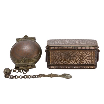 Lot 759 - A Tibetan Inlaid Copper Alloy Box and Case