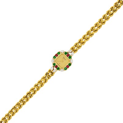 Lot 57 - Chopard Gold, Gem-Set and Diamond 'Dames Horloge' Wristwatch