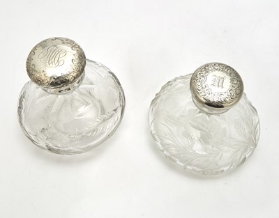 Lot 176 - Two Gorham Sterling Silver and Cut Glass Scent Flasks