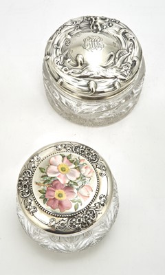 Lot 99 - Two American Sterling Silver and Cut Glass Jars