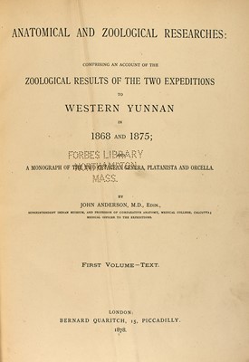 Lot 70 - Anderson's Anatomical and Zoological Researches in Western Yunnan