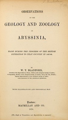 Lot 74 - Blanford on the Geology and Zoology of Abyssinia