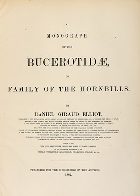 Lot 81 - Elliot's magnificent monograph of the Hornbills