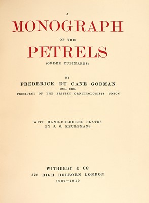 Lot 82 - Godman's Monograph of the Petrels, nicely bound