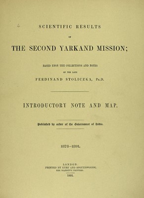 Lot 105 - Stoliczka's Scientific Results of the Second Yarkand Mission.