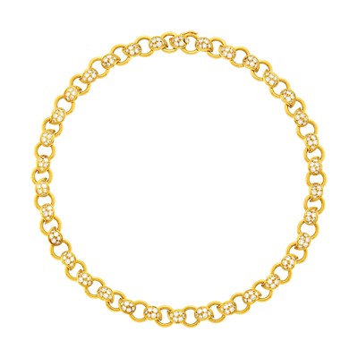 Lot 48 - Van Cleef & Arpels Gold and Diamond Link Necklace, France