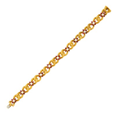 Lot 55 - Tiffany & Co. Gold, Ruby and Diamond Bracelet