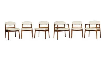 Lot 204 - Set of Six George Nelson for Herman Miller Upholstered Walnut Dining Chairs