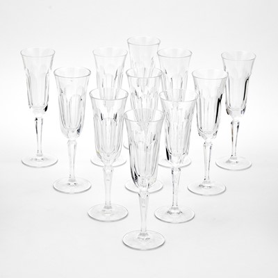 Lot 36 - Set of Ten Gorham Glass Champagne Flute Glasses