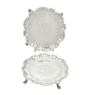 Lot 158 - Pair of George II Sterling Silver Waiters from the Earl of Warrington Service