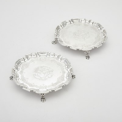 Lot 158 - Pair of George II Sterling Silver Waiters from the Earl of Warrington Service
