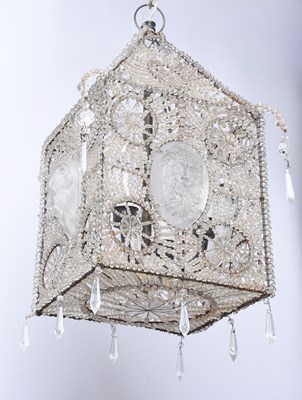 Lot 142 - Art Deco Style Beaded Glass Lantern