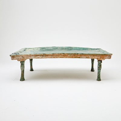 Lot 718 - A Chinese Green Glazed Pottery Offering Table