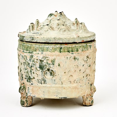 Lot 703 - A Chinese Green Glazed Pottery "Hill" Censer