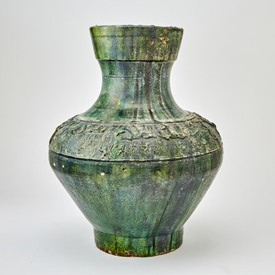 Lot 708 - A Chinese Green Glazed Pottery Jar