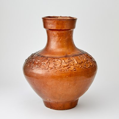 Lot 698 - A Chinese Brown Glazed Pottery Jar