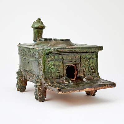 Lot 716 - A Chinese Green Glazed Pottery Model of a Stove