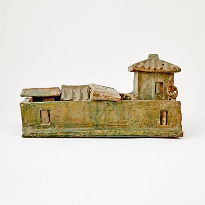 Lot 712 - A Chinese Green Glazed Pottery Model of a Farm