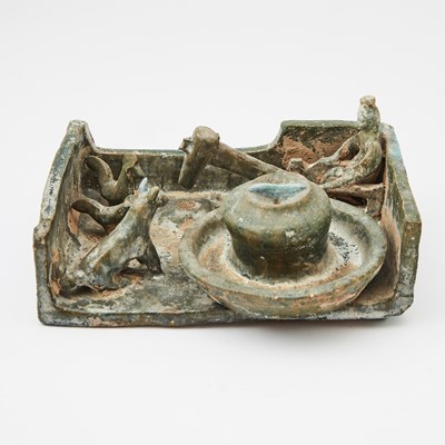 Lot 713 - A Chinese Green Glazed Pottery Model of a Mill