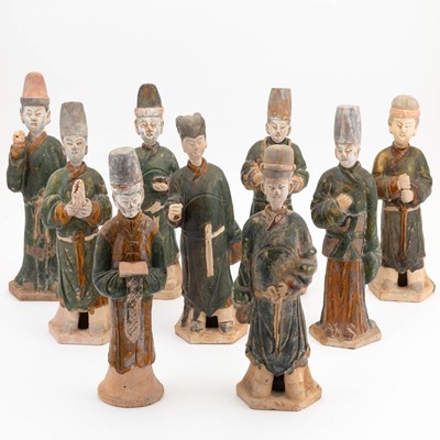 Lot 614 - Group of Chinese Glazed Pottery Court Figures