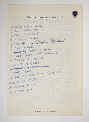 Lot An extremely rare 1961 concert set list and autograph letter from The King