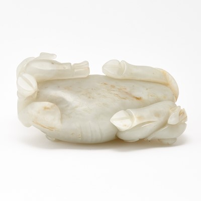 Lot 53 - A Chinese White Jade Carving of Buffalo and Boys