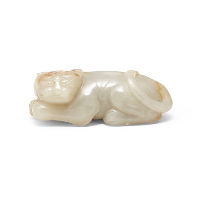 Lot 441 - A Chinese White Jade Carving of Tiger
