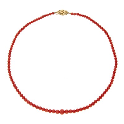 Lot 1229 - Oxblood Coral Bead Necklace