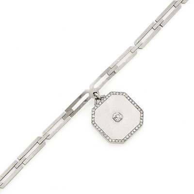 Lot 1168 - Platinum and Diamond Charm Bracelet