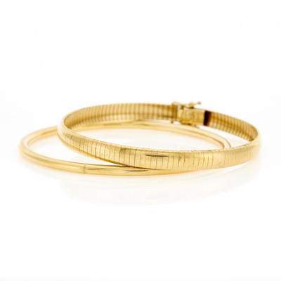 Lot 1224 - Two Gold Bangle Bracelets