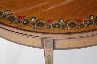 Lot 360 - Pair of George III Painted and Inlaid Satinwood Card Tables