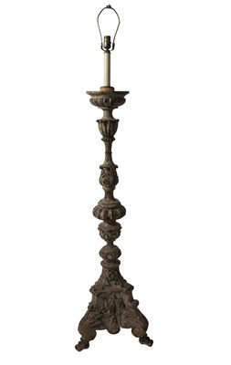 Lot 428 - Renaissance Style Painted Wood Standing Candelabrum
