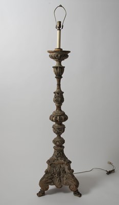 Lot 428 - Renaissance Style Painted Wood Standing Candelabrum