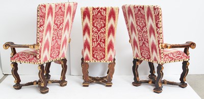 Lot 434 - Set of Six North Italian Baroque Painted and Parcel-Gilt Dining Chairs