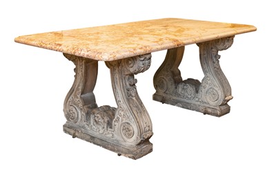 Lot 224 - Neoclassical Style Marble Top Cast Stone Table