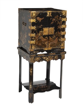 Lot 350 - Japanese Black and Gilt Lacquer Cabinet on Later Stand