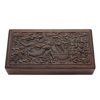 Lot 586 - A Chinese Carved Hardwood Box