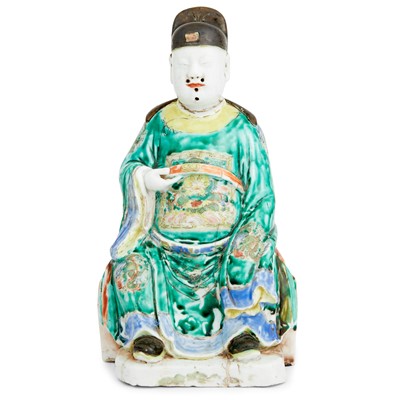Lot 176 - A Chinese Enameled Porcelain Daoist Figure