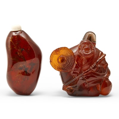 Lot 416 - Two Chinese Amber Snuff Bottles