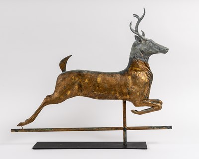 Lot 1063 - Gilt Molded Sheet Copper and Zinc Leaping Stag Weathervane