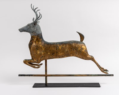 Lot 1063 - Gilt Molded Sheet Copper and Zinc Leaping Stag Weathervane