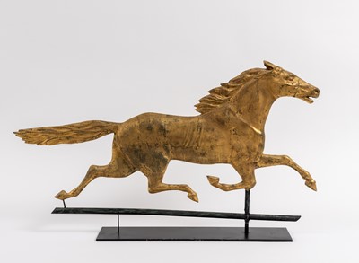 Lot 1060 - Gilt Molded Sheet Copper Running Horse Weathervane