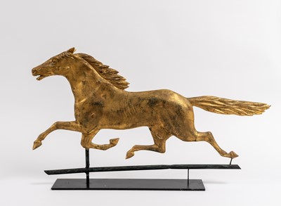 Lot 1060 - Gilt Molded Sheet Copper Running Horse Weathervane