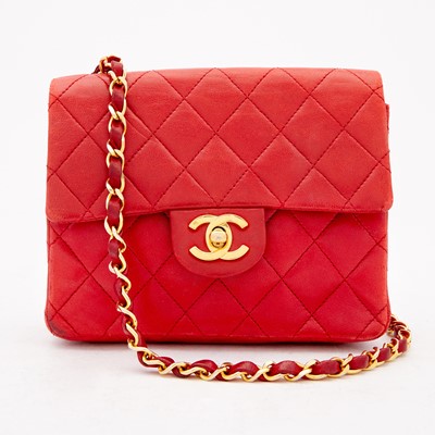 Lot 1178 - Chanel Red Quilted Lambskin Leather Small Flap Bag