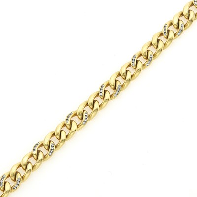 Lot 1004 - Gold and Diamond Curb Link Bracelet